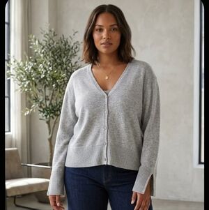 Bianco & Blu Wool Cashmere Blend Gray Button Up Cardigan XL